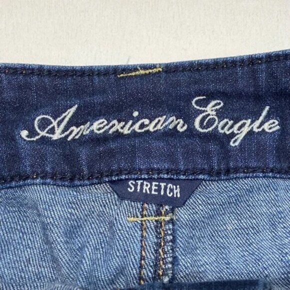 American Eagle Jean Shorts Women's 8 Blue Dark Wash AEO Cuffed Stretch Denim GUC - Picture 9 of 11
